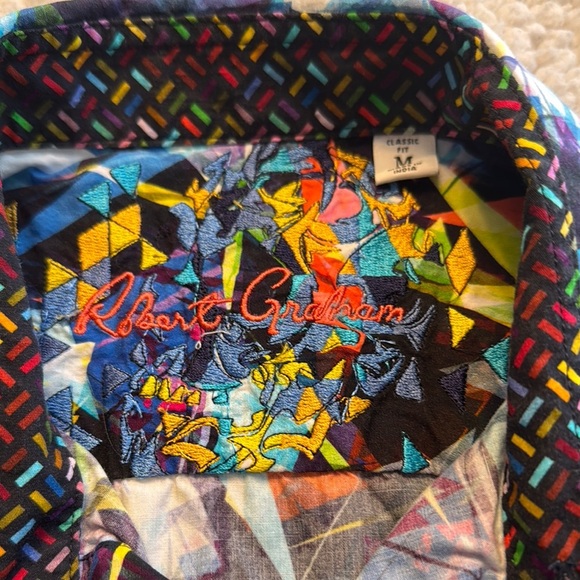 Robert Graham Blue and Red Casual Button Down Shirt Vibrant Design - Picture 2 of 5